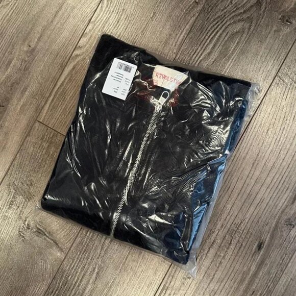 BNWT Revolution of 1995 - Men's Black Organic Cotton Zip-Up Bomber Sweatshirt - Picture 6 of 6